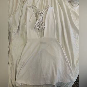 White PrettyLittleThing White Wrap Detail Skater Dress